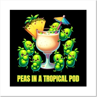 Peas in Paradise - Peas in a Tropical Pod Beach Party Tee Posters and Art